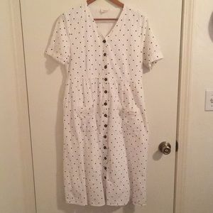 Orange Creek Large White & Black Dots Midi Dress